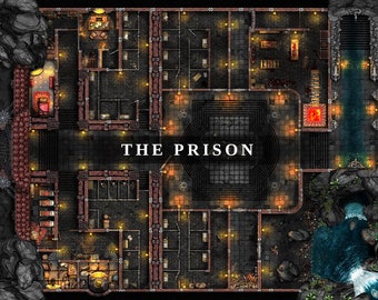 The Prison Battlemap, DnD Battle Map, D&D, Battle Map, Dungeons and Dragons, 5e, Roll20, Fantasy Grounds, Foundry, VTT, Digital Map
