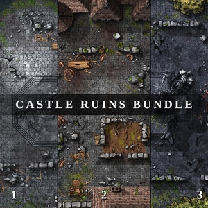 Pacote de Ruínas do Castelo Mapa de Batalha, Mapa de Batalha DnD, D&D, Mapa de Batalha, Dungeons and Dragons, 5e, Roll20, Fantasy Grounds, Foundry, VTT, Mapa Digital