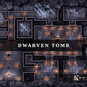 Tumba dos Anões, Mapa de Batalha Digital, D&D, Mapa de Batalha, Dungeons and Dragons, 5e, Roll20, Fantasy Grounds, Foundry, VTT, Mapa Digital