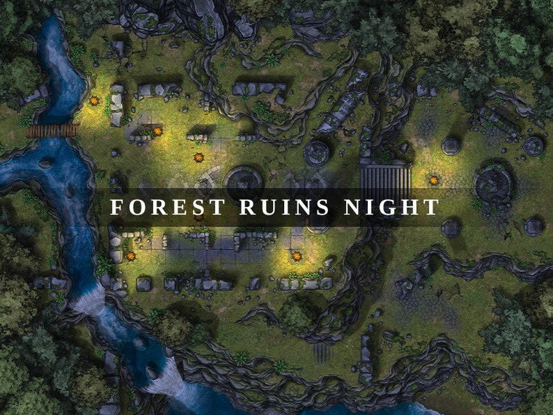 Forest Ruins Digital Battlemap: Dnd 5e VTT Map (40x30) - Etsy