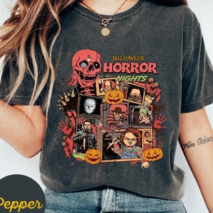 Vintage 90s Halloween Movies, Retro Horror Night Comfort Colors Shirt, Halloween Vibes Tee, Halloween Shirt, Horror Movies Characters Shirt