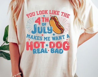 Camiseta unisex divertida de perrito caliente del 4 de julio