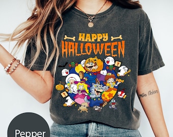 Retro Video Game Halloween Comfort Colors Shirt, Gamer Mario Tee