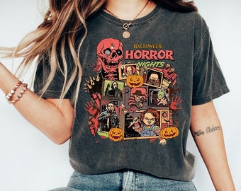 Vintage 90s Halloween Movies, Retro Horror Night Comfort Colors Shirt, Halloween Vibes Tee, Halloween Shirt, Horror Movies Characters Shirt