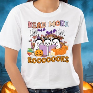 Read more books Teacher Halloween shirt, Spooky teacher shirt, Ghost Halloween Tee, Retro Halloween book shirt, Spooky Teacher Ghost Shirt