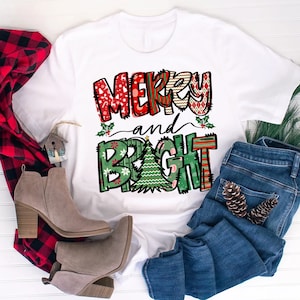 Camisa Merry and Bright Vibes, Camisa de Navidad, Camisa de Navidad para mujer, Camisas de Navidad para mujeres, Mujeres de Navidad, Camisa de Feliz Navidad