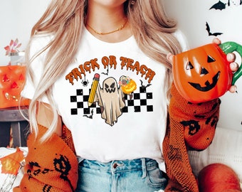 Lerarenshirt, Trick Or Teach-retroshirt voor Halloween