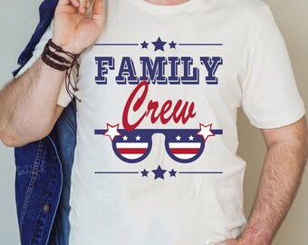 Family Crew 4 juli-shirt, bijpassend patriottisch T-shirt