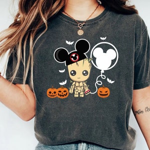 Groot Disney Colors Comfort koszula, Halloweenowa koszula Groot, koszula Mickey Ears, prezent Halloween balon, koszula Groot Cartoon, koszula Disney Lover