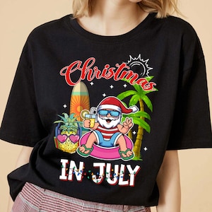 Christmas In July Shirt, Santa Beach Shirt, Summer Santa Shirt, Christmas Flamingo Shirt, Christmas in Summer Tee, Funny Christmas Tee