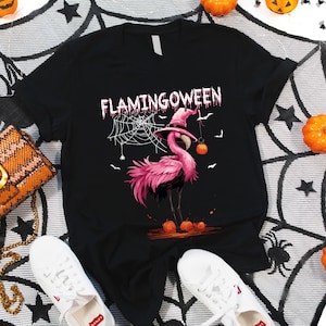 Flamingoween Shirt, Funny Flamingo Halloween Shirt, Flamingo Lover Shirt, Flamingo Pumpkin Tee, Flamingo Party Shirt For Women, Spooky Vibes