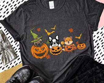 Halloween-T-shirt hondenpompoen, griezelige hondenmoedershirt