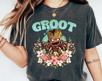 Groot Floral Comfort Colors Shirt, Guardians of the Galaxy Tee