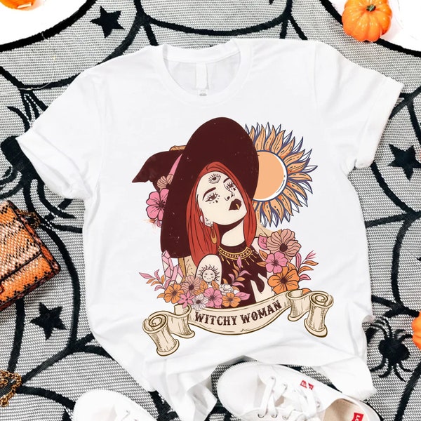 Witchy Woman Shirt, Boho Witch Shirt, Halloween Shirt, Witch Shirt, Halloween Shirt Women, Halloween Shirt, Spooky Vibes Witchy Shirt 2023