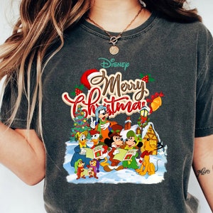 Retro Disney Merry Christmas Comfort Colors Shirt, Mickey And Friends Christmas Shirt, Disney Christmas Party Matching Shirt, Disney Shirts