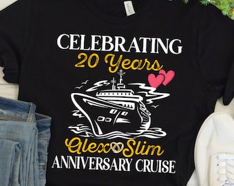 Personalisiertes Jubiläums-Kreuzfahrt-Shirt, Hochzeitsjubiläums-Hemd, das 20 Jahre feiert Hemden, kundenspezifisches Jahrestags-Kreuzfahrt-Paargeschenk