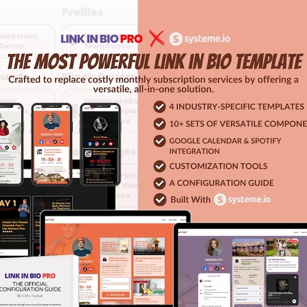Systemeio Stan Store Link in Bio Sales Funnels, 8 Templates, 10 of Components | Instagram Link In Bio | TikTok Bio | Landing Page Template