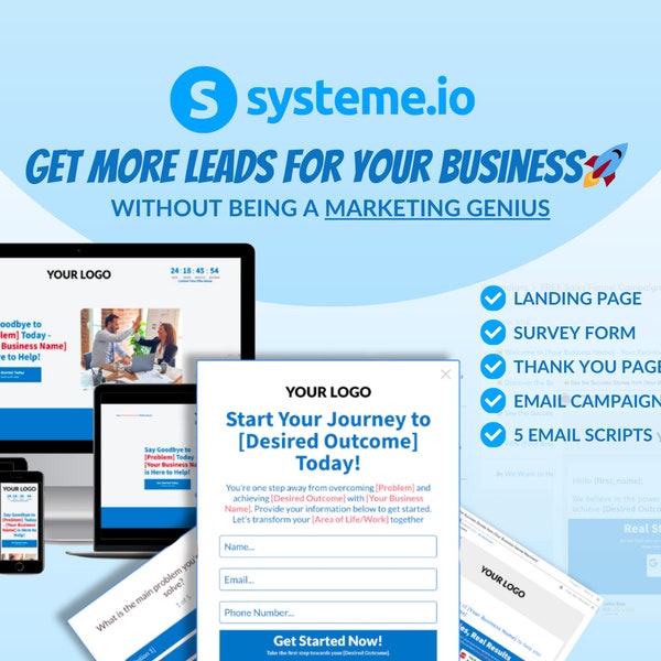 Systemeio Templates |  Sales Page | Landing Page | Lead Magnet | Tripwire | Systeme io Sales Funnel Template | Checkout Pages | Opt-In Page
