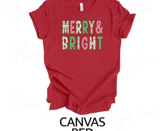 Merry & Bright / Letras de múltiples diseños / Camiseta unisex