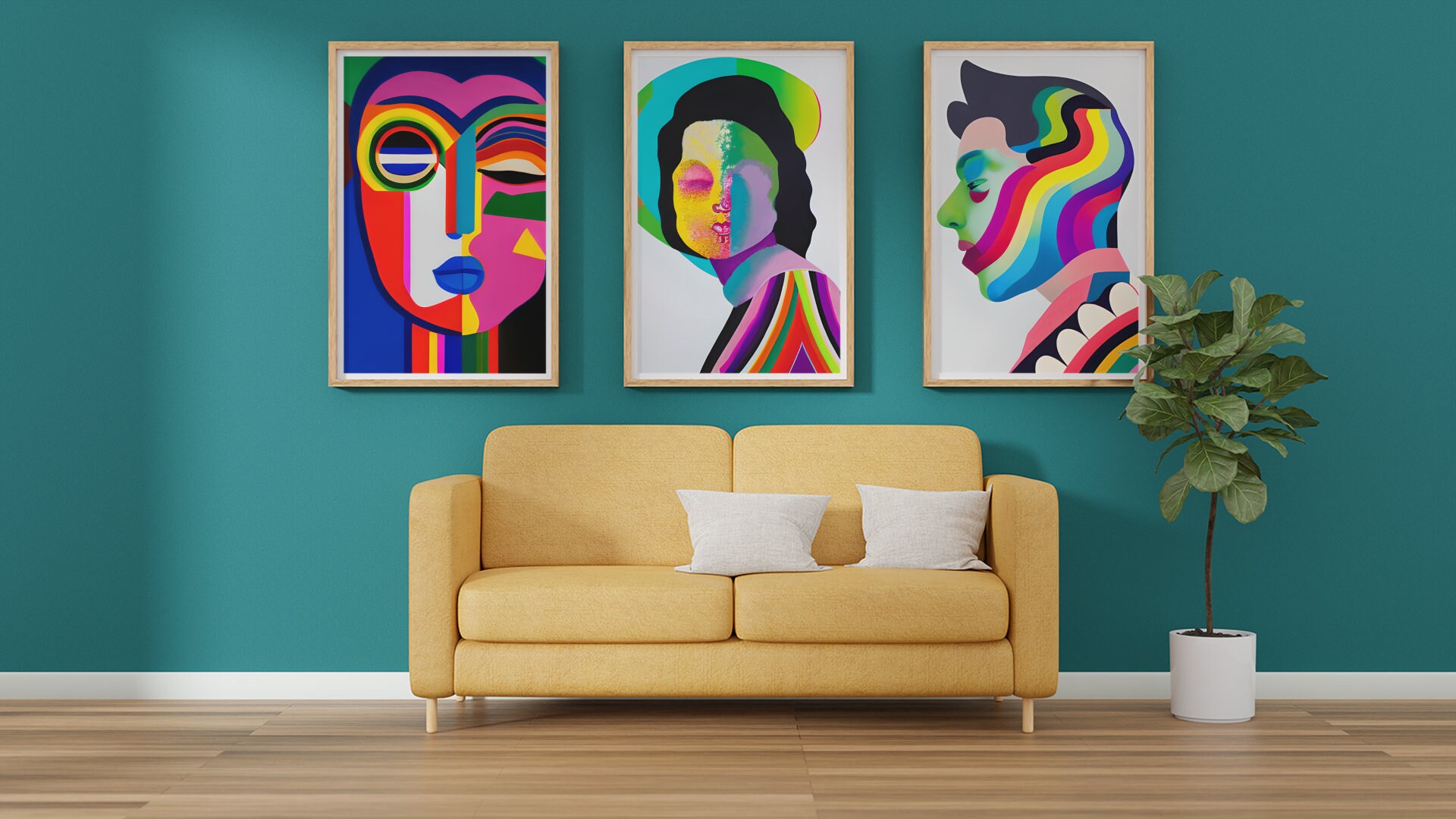 3 Printable Artwork Set Digital Download Abstract Modern Wall Art Woman ...