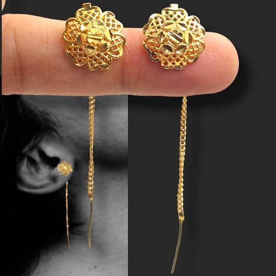 Modern Gold Plated Earrings | Exotic India Art