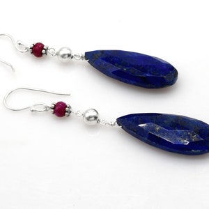 Exquisite Lapis Lazuli Earrings, Gemstone Earrings, Blue Drop & Dangle Earrings, 925 Sterling Silver Jewelry, Wedding Gift, Earrings For Her