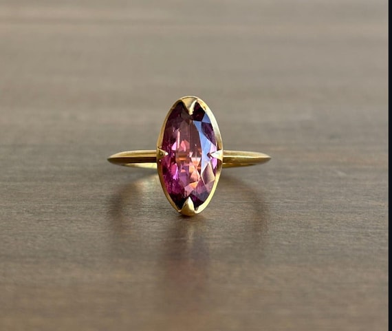 GORGEOUS - Pink Tourmaline Ring 18kt Solid Gold Ring Genuine Ring Gold Ring Genuine Ring Handmade Karigari