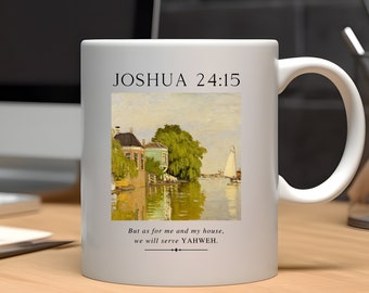 Joshua 24:15 Bible Verse Coffee Mug 11oz Me and My Household Mug Religious Tea or Coffee Mug for Mom Coffee Tea Mugs Matching Gifts for Dad