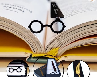 Potter bookmark, Personalised metal bookmark, Round Glasses bookmark, Wizard bookmark, hp bookmark Bookish Gifts Book Lover gift