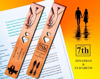 7th anniversary gift Personalised Copper bookmark Wedding anniversary for her him husband wife Gift for couple Copper 22nd anniversary