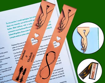 Personalised 7th anniversary gift Copper bookmark for her him husband wife Gift for couple Copper Wedding anniversary gift 22nd anniversary