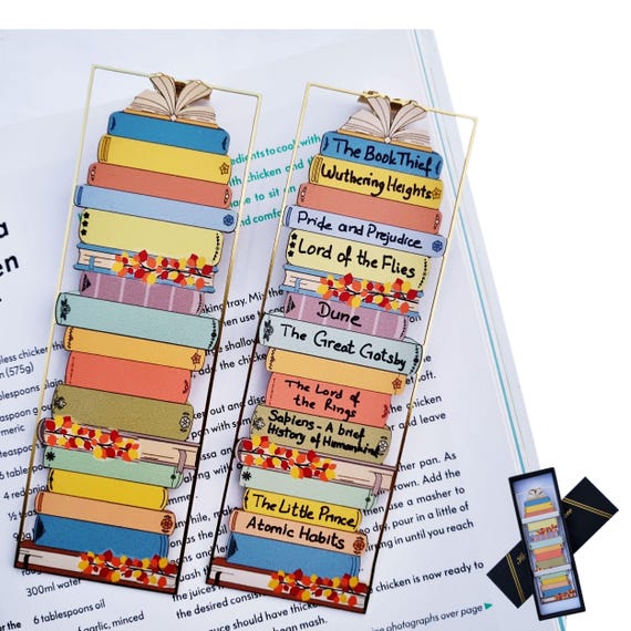ROWDY ROBIN Book Tracker Bookmark - Stainless Steel Double-Sided Reading Log, 28 Book Spines, Includes Fine-Tip Marker - View #11