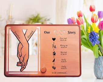Cadeau voor het 7e huwelijksjubileum voor haar/hem/man/vrouw, cadeau voor een stel, koperen jubileumcadeau, gepersonaliseerd cadeau voor het 22e huwelijksjubileum.