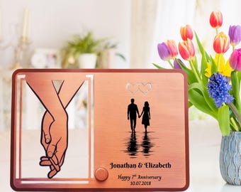 7th Wedding anniversary gift for her him husband wife Gift for couple Copper anniversary present 22nd anniversary gift Copper frame