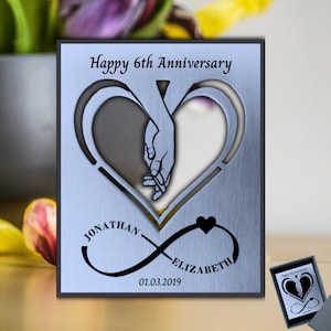 6th wedding anniversary gift for her Iron anniversary gift Personalised Sixth Anniversary present for wife 6 Years wedding gift mantelpiece
