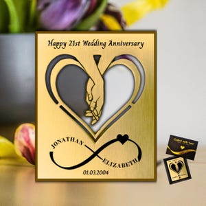 Personalised 21st wedding anniversary gift Brass Anniversary present for her wife husband Present for couple Brass 21 years anniversary