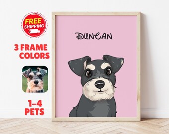 Retratos de mascotas de dibujos animados personalizados a partir de fotos de mascotas Retrato de gato de perro digital personalizado Dibujos de perros personalizados Arte de mascotas personalizado Pintura de mascotas múltiples