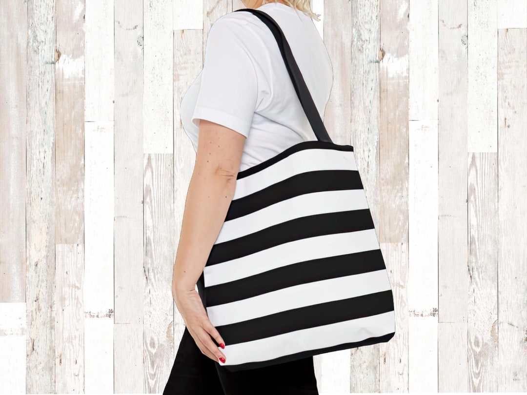 Retro stripe ladies tote bag