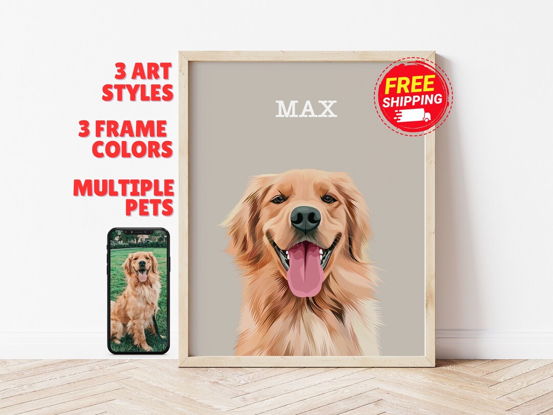 Custom Pet Portraits Using Pet Photo Personalized Digital Dog Portrait ...