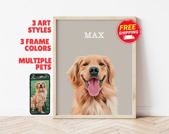 Retratos de mascotas personalizados usando foto de mascota Retrato de perro digital personalizado Retrato de gato Retratos de perros personalizados Arte de mascotas personalizado Dibujo de múltiples mascotas