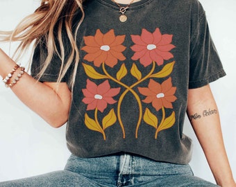 Wildflower Comfort Colors Vintage Inspired Graphic camiseta Boho Botanical camiseta Floral