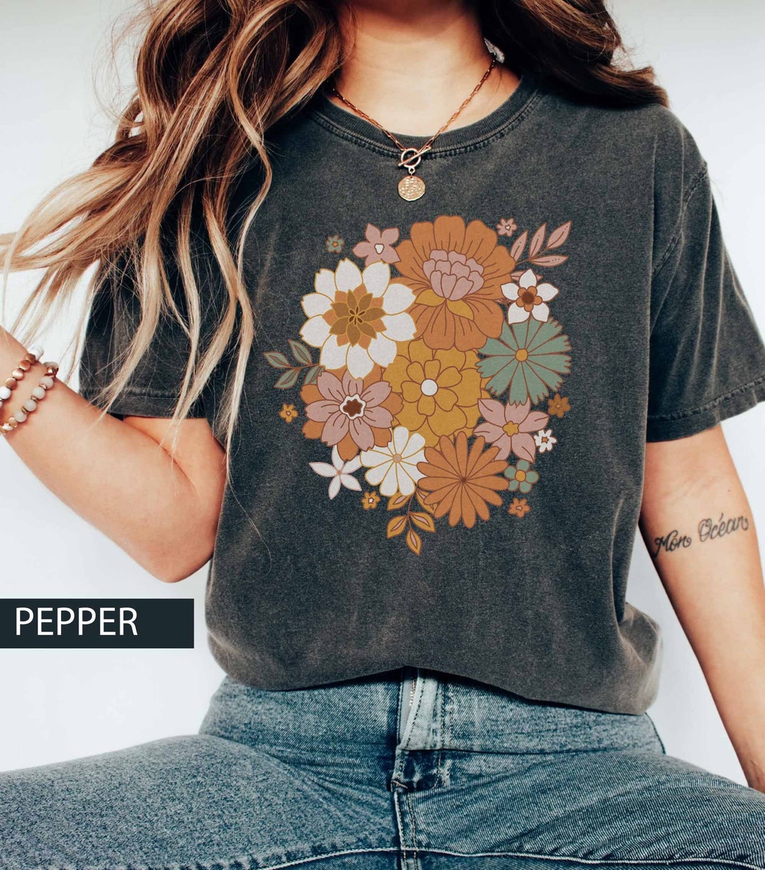 Wildflower Boho Vintage Inspired Comfort Colors Graphic Print Tee ...