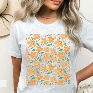 Tshirt Lily Tee Graphic Tees Tshirt Femme Boho Flower Print Gift For Women Tee