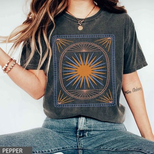 Sun Comfort Colors Vintage Inspired Graphic t-shirt Boho Celestial TShirt Vintage