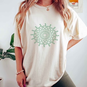 Green Flower Vintage Inspired Boho Comfort Colors TShirt Women Botanical Wildflower Tee Flower Print Graphic Tee