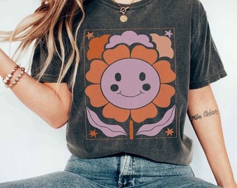 Botanical Comfort Colors Vintage Inspired Graphic camiseta Boho Wildflower camiseta Floral