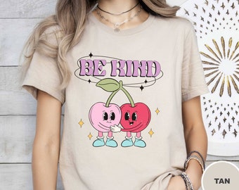 Koszulka retro Be Kind, zabawna koszulka o zdrowiu psychicznym z komiksowym klimatem w stylu vintage, inspirująca koszulka z motywującym cytatem, fajny prezent w postaci koszulki graficznej