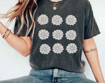 Botanical Comfort Colors Vintage Inspired Graphic camiseta Boho Wildflower camiseta Floral