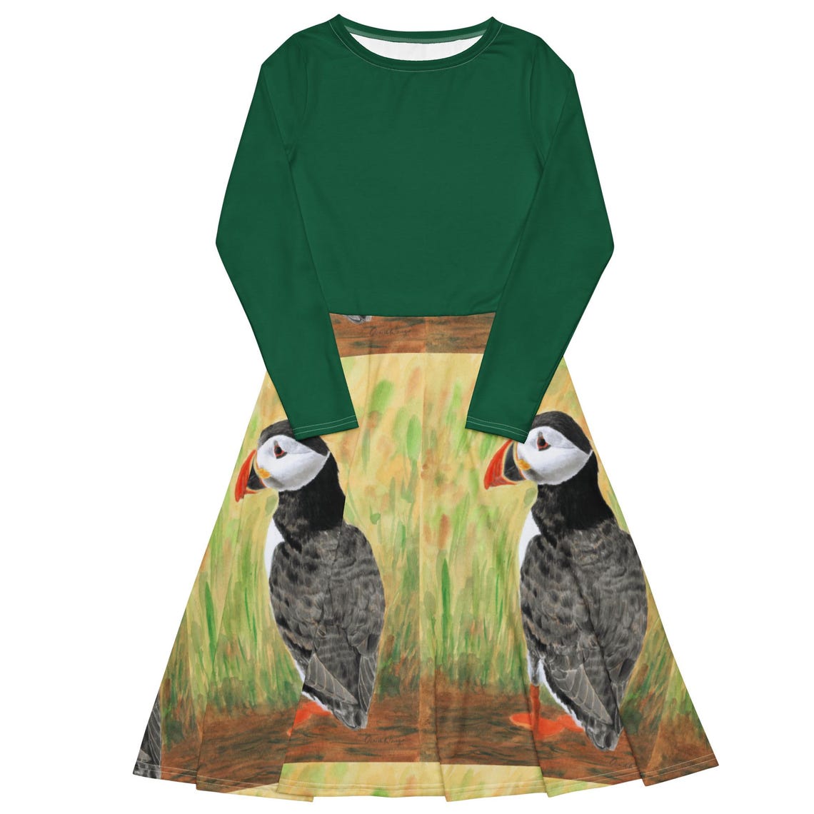 Atlantic Puffin Midi Dress — flat view