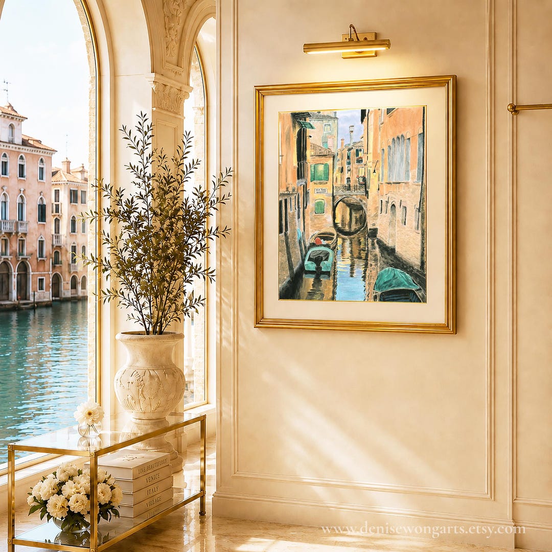 Rio Tera Secondo Hidden Passage Venice — limited edition watercolour print interior mockup, Denise Wong Arts